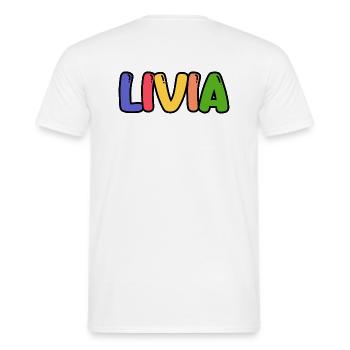 Name - Livia - Men's T-Shirt - white - Back - AI Model Male 178 dark (178cm)