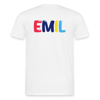 Name - Emil - Men's T-Shirt - white - Back - AI Model Male 178 dark (178cm)