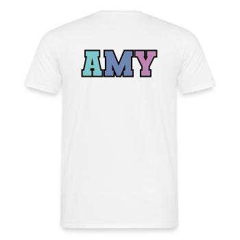 Name - Amy - Men's T-Shirt - white - Back - AI Model Male 178 dark (178cm)
