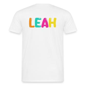 Name - Leah - Men's T-Shirt - white - Back - AI Model Male 178 dark (178cm)