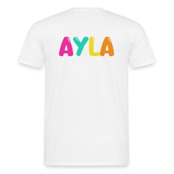 Name - Ayla - Men's T-Shirt - white - Back - AI Model Male 178 dark (178cm)