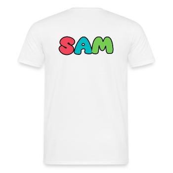 Name - S A M - Männer T-Shirt - Weiß - Hinten - AI Model Male 178 dark (178cm)