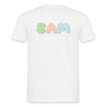 Name - S A M - Männer T-Shirt - Weiß - Hinten - AI Model Male 178 dark (178cm)