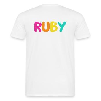 Name - Ruby - Men's T-Shirt - white - Back - AI Model Male 178 dark (178cm)