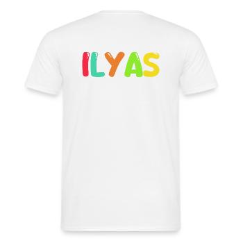 Name - Ilyas - Men's T-Shirt - white - Back - AI Model Male 178 dark (178cm)