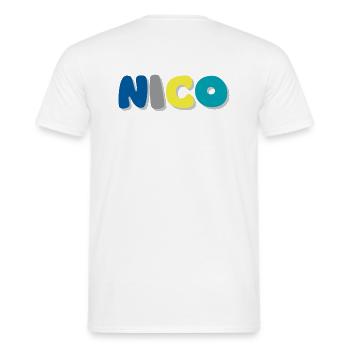 Name - Nico - Men's T-Shirt - white - Back - AI Model Male 178 dark (178cm)