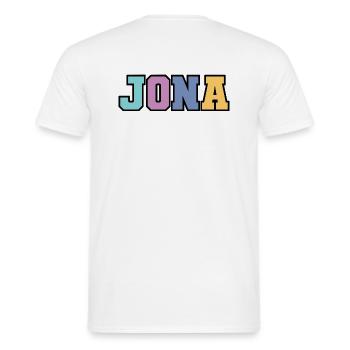 Name - Jona - Männer T-Shirt - Weiß - Hinten - AI Model Male 178 dark (178cm)
