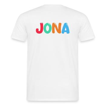 Name - Jona - Männer T-Shirt - Weiß - Hinten - AI Model Male 178 dark (178cm)