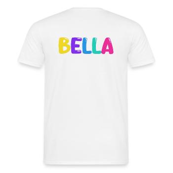 Name - Bella - Men's T-Shirt - white - Back - AI Model Male 178 dark (178cm)