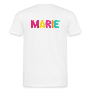 Nom - Marie - T-shirt homme - blanc - Dos - AI Model Male 178 dark (178cm)