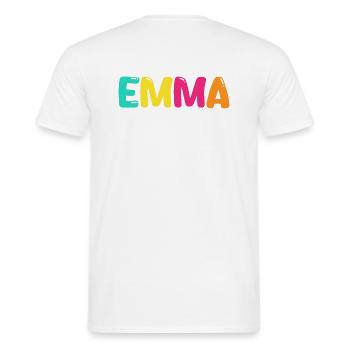 Name - Emma - Men's T-Shirt - white - Back - AI Model Male 178 dark (178cm)