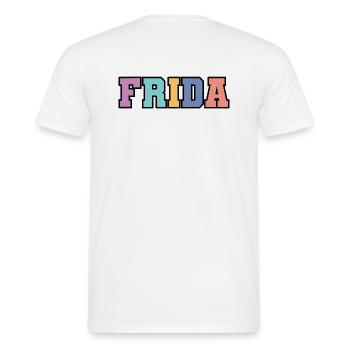 Name - F r i d a - Men's T-Shirt - white - Back - AI Model Male 178 dark (178cm)