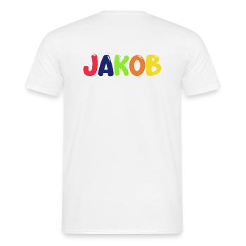 Name - Jakob - Men's T-Shirt - white - Back - AI Model Male 178 dark (178cm)
