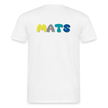 Name - Mats - Men's T-Shirt - white - Back - AI Model Male 178 dark (178cm)