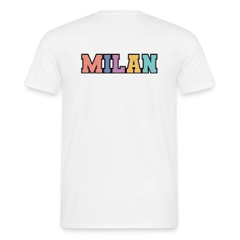 Name - Milan - Männer T-Shirt - Weiß - Hinten - AI Model Male 178 dark (178cm)