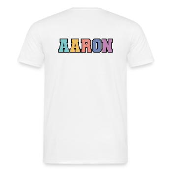 Name - Aaron - Männer T-Shirt - Weiß - Hinten - AI Model Male 178 dark (178cm)