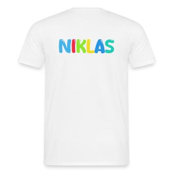 Name - Niklas - Men's T-Shirt - white - Back - AI Model Male 178 dark (178cm)