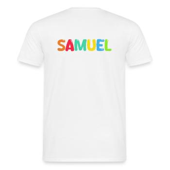 Name - Samuel - Men's T-Shirt - white - Back - AI Model Male 178 dark (178cm)