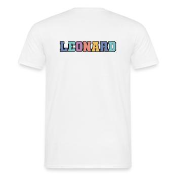 Name - Leonard - Men's T-Shirt - white - Back - AI Model Male 178 dark (178cm)