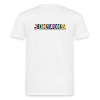 Name - Johanna - Men's T-Shirt - white - Back - AI Model Male 178 dark (178cm)