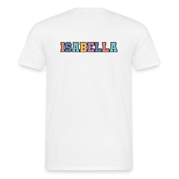 Name - Isabella - Men's T-Shirt - white - Back - AI Model Male 178 dark (178cm)