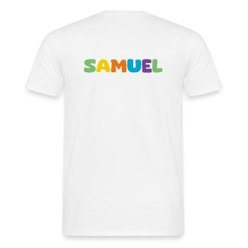 Naam - Samuel - Heren T-shirt - wit - Achter - AI Model Male 178 dark (178cm)