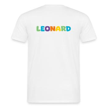 Name - Leonard - Men's T-Shirt - white - Back - AI Model Male 178 dark (178cm)