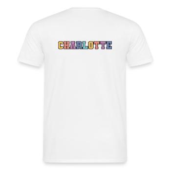 Name - Charlotte - Männer T-Shirt - Weiß - Hinten - AI Model Male 178 dark (178cm)