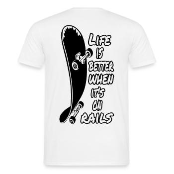 life is better on rails - Men's T-Shirt - white - Back - AI Model Male 178 dark (178cm)
