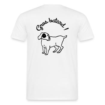 Big Bastard Dog Humor - Men's T-Shirt - white - Back - AI Model Male 178 dark (178cm)