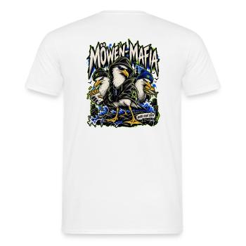 Möwen-Mafia – North Coast Streetwear - Männer T-Shirt - Weiß - Hinten - AI Model Male 178 dark (178cm)