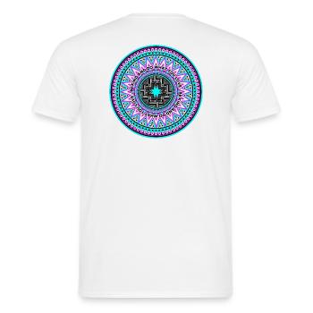 Kindness Mandala in neon blue pink - Men's T-Shirt - white - Back - AI Model Male 178 dark (178cm)