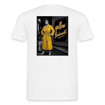 Gelber Bademantel Citylook - Männer T-Shirt - Weiß - Hinten - AI Model Male 178 dark (178cm)