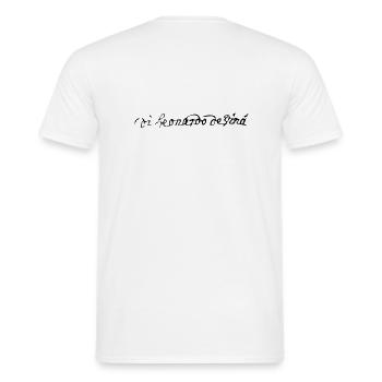 Leonardo da Vinci - Unterschrift - Männer T-Shirt - Weiß - Hinten - AI Model Male 178 dark (178cm)