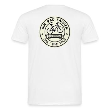 Bin cycling, daily bike ride, keep pedaling! - Men's T-Shirt - white - Back - AI Model Male 178 dark (178cm)