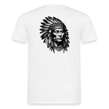 Coiffe de plume de chef indien - T-shirt homme - blanc - Dos - AI Model Male 178 dark (178cm)