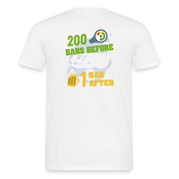200 bar vorher 1 bar nach; Das ist Tauchen - Männer T-Shirt - Weiß - Hinten - AI Model Male 178 dark (178cm)