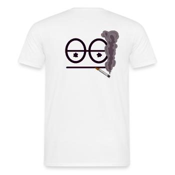 Smoking logo - Männer T-Shirt - Weiß - Hinten - AI Model Male 178 dark (178cm)