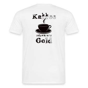 Coffee - black gold, black lettering - Men's T-Shirt - white - Back - AI Model Male 178 dark (178cm)