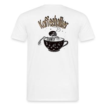 Kaffeeholiker Kaffee Skelett - Männer T-Shirt - Weiß - Hinten - AI Model Male 178 dark (178cm)