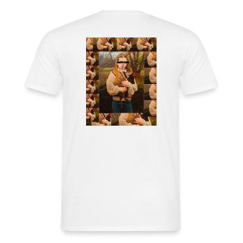 L’amour du poulet dans les bois - T-shirt homme - blanc - Dos - AI Model Male 178 dark (178cm)