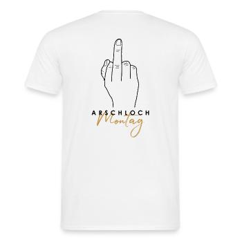 Arschloch Montag - Männer T-Shirt - Weiß - Hinten - AI Model Male 178 dark (178cm)