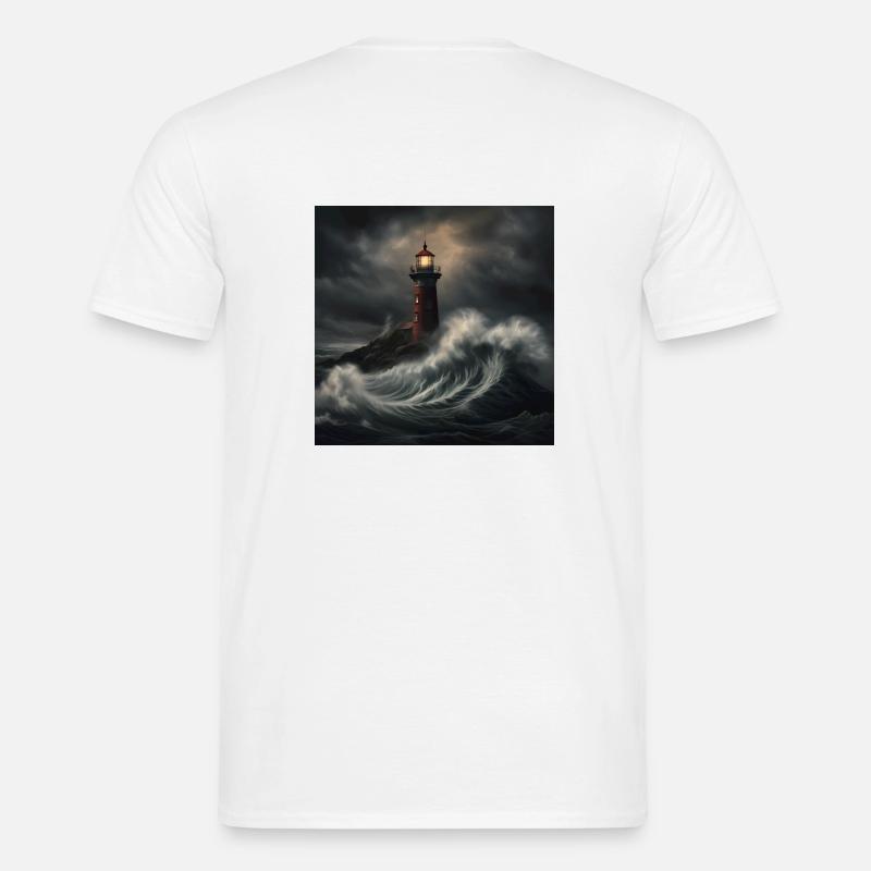 Düsterer Leuchtturm - Männer T-Shirt - Weiß