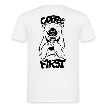 FIRST A CAFE - Men's T-Shirt - white - Back - AI Model Male 178 dark (178cm)