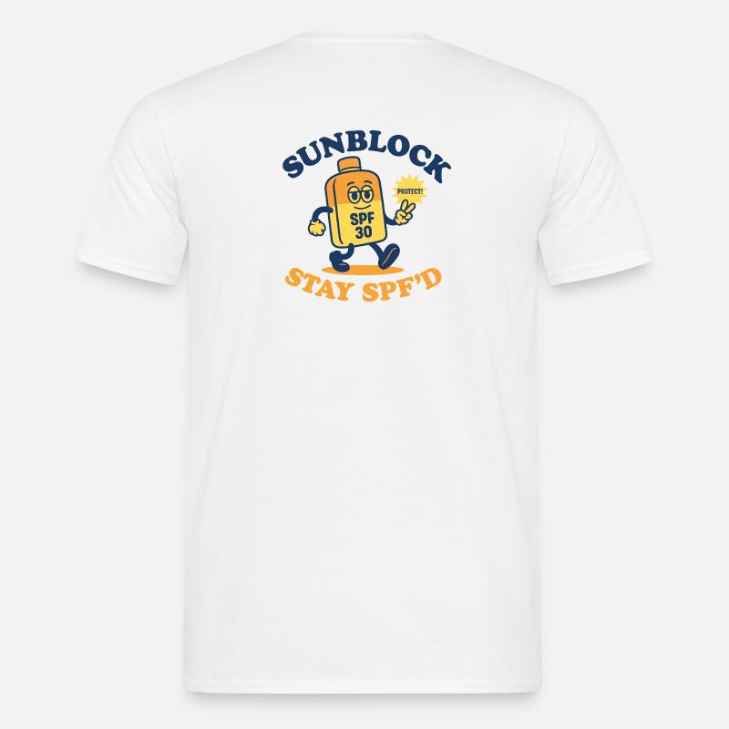 Sunblock Squad – Bleiben Sie mit Lichtschutzfaktor - Männer T-Shirt - Weiß