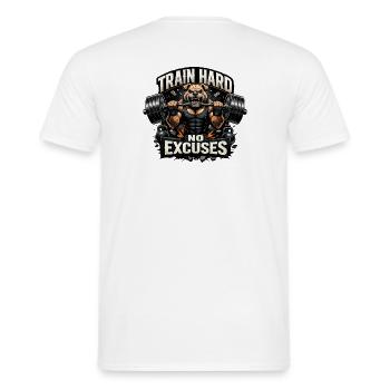 Train Hard Keine Ausreden - Männer T-Shirt - Weiß - Hinten - AI Model Male 178 dark (178cm)