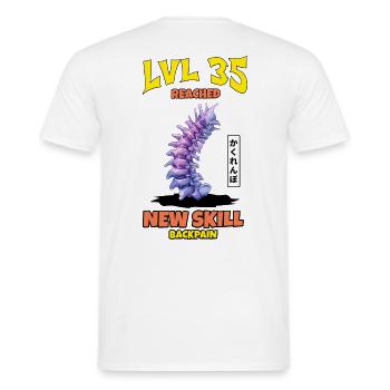 LVL 35 Reached New Skill Backpain - Männer T-Shirt - Weiß - Hinten - AI Model Male 178 dark (178cm)