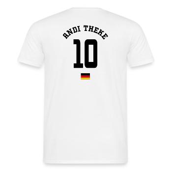 Andi Theke - Männer T-Shirt - Weiß - Hinten - AI Model Male 178 dark (178cm)