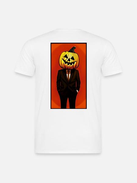 Kürbisgesicht im Anzug - Halloween - Männer T-Shirt - Weiß