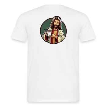 Barista Jesus - Offers Coffee - Men's T-Shirt - white - Back - AI Model Male 178 dark (178cm)